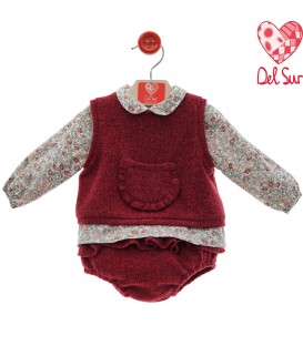 Conjunto burdeos floral