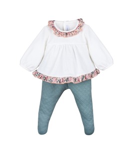 Conjunto polaina floral verdoso