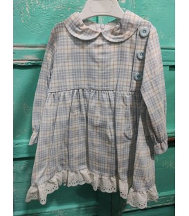 Vestido cuadrro celeste