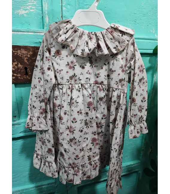 Vestido beig flores violeta