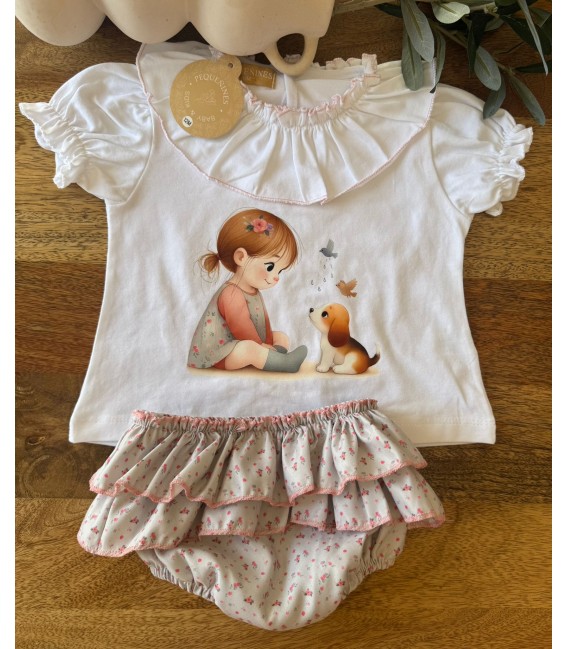 conjunto niña/perro