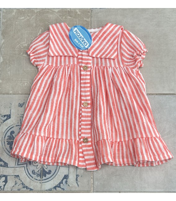 Vestido de rayas coral