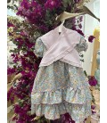 vestido flamenca con pañuelo rosa