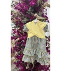 Vestido flamenca con pañuelo amarillo