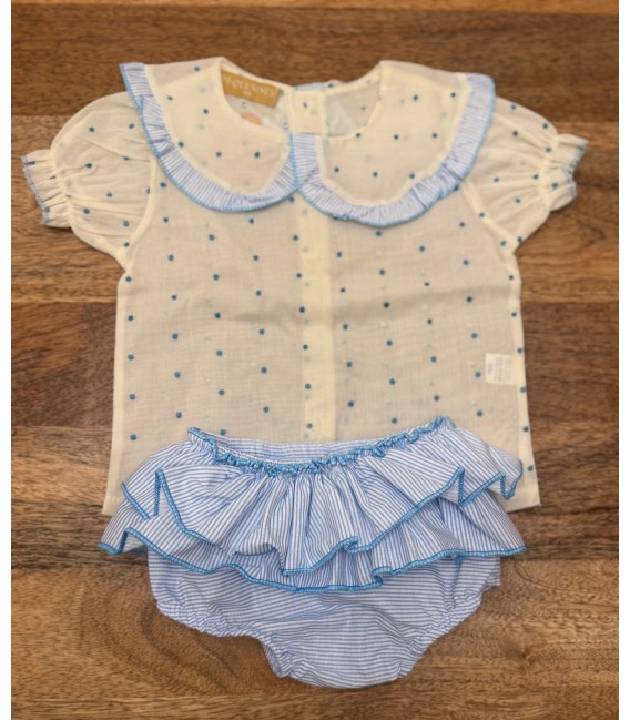 conjunto camisa plumeti/falda celeste