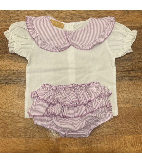 conjunto rayas malva
