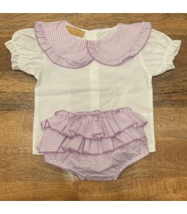 conjunto rayas malva