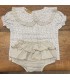 conjunto floral vichy beige