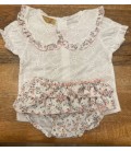 conjunto camisa perforada flor maquillaje
