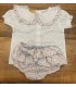 conjunto camisa perforado flores azules