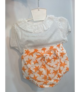 camisa con cubrepañal estrella naranja