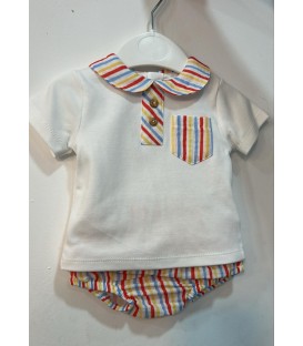 Conjunto pololo rayas cuello bebe