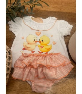 Conjunto pollitos con corazones