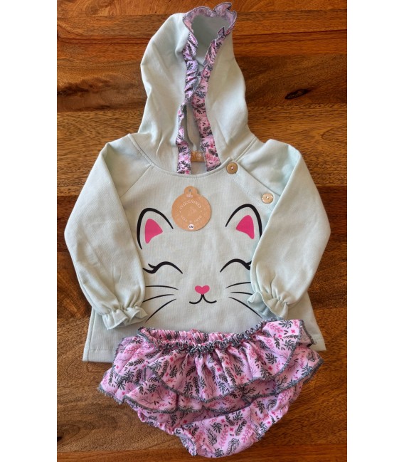 conjunto sudadera gatito miau