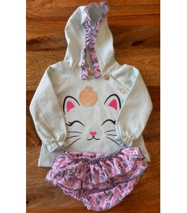 conjunto sudadera gatito miau
