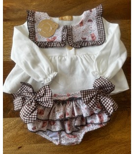conjunto vichy marrón
