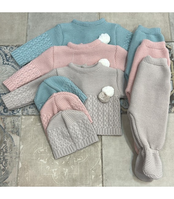 Conjunto lana pompón 3 piezas