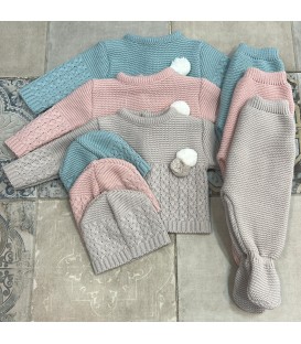 Conjunto lana pompón 3 piezas