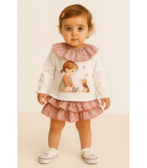 conjunto niña perro