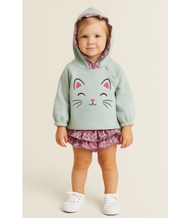 conjunto sudadera gatito miau