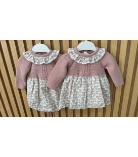 pelele y vestido lana y tela rosa