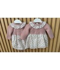 pelele y vestido lana y tela rosa