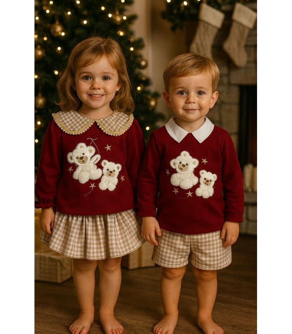 conjuntos burdeos osos de peluches