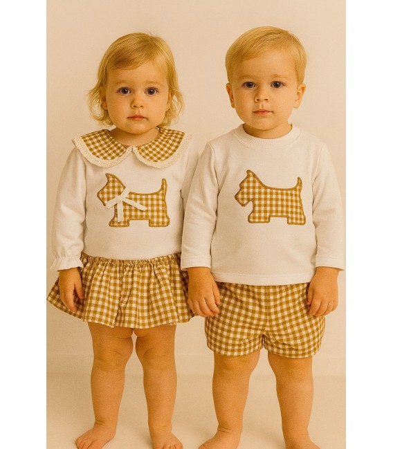 conjuntos perros schnaucer cuadro vichy