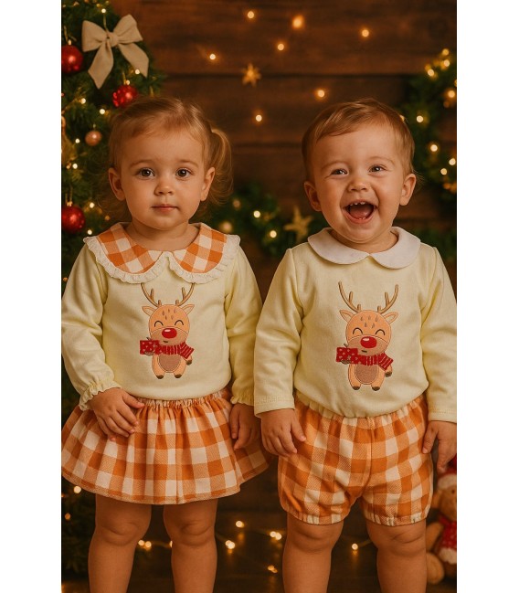 conjunto reno cuadros mostaza