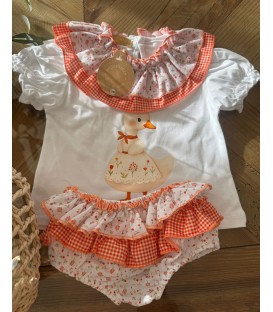 conjunto mama pato vichy naranja