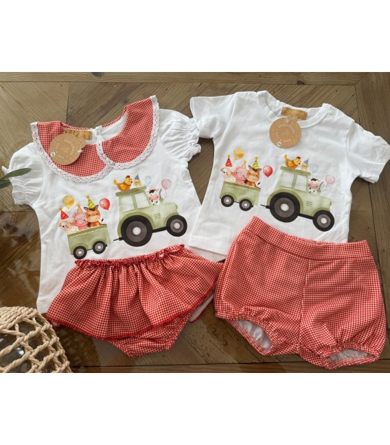 conjunto tractor animales