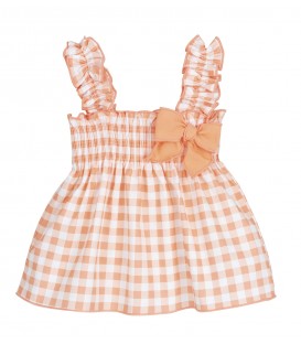 vestido cuadro melocoton