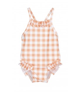 Bañador cuadros melocoton