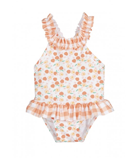 bañador cu8adros melocoton 23819