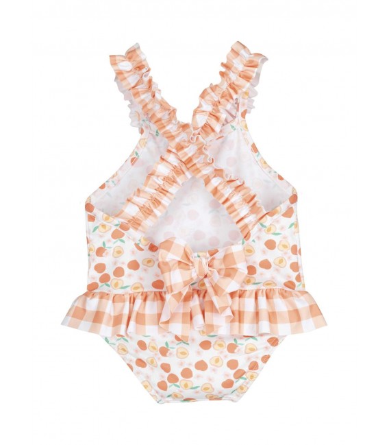 bañador cu8adros melocoton 23819