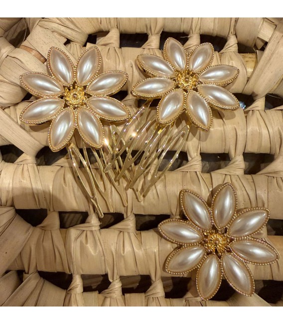 pack dos peinecillos mas broche flor