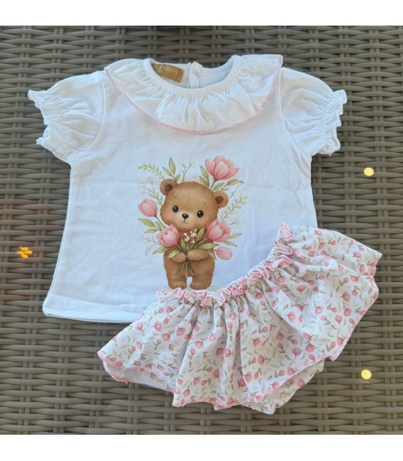conjunto osito floreado