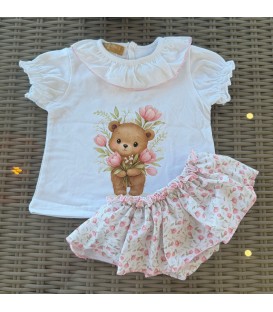 conjunto osito floreado