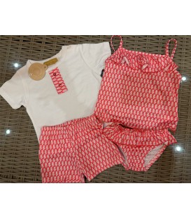 conjunto baño coral bonito