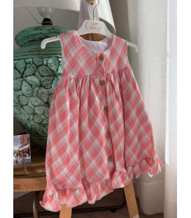 vestido cuadros coral