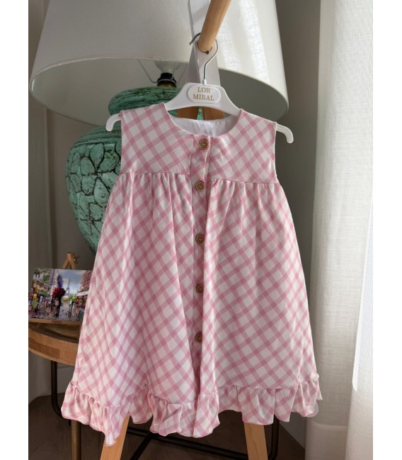 vestido cuadros rosa empolvado