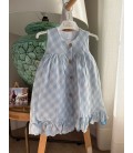 vestido cuadros celeste empolvado