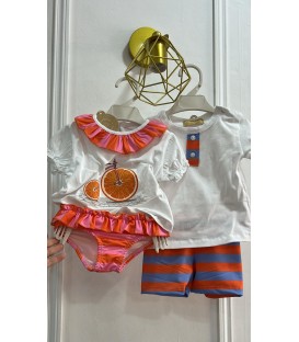 Conjunto baño naranja
