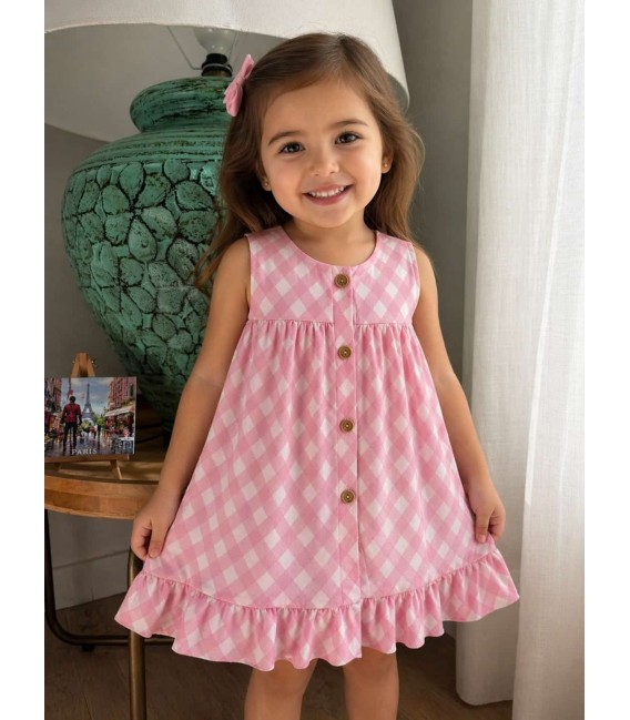 VESTIDO ROSA CUADRO