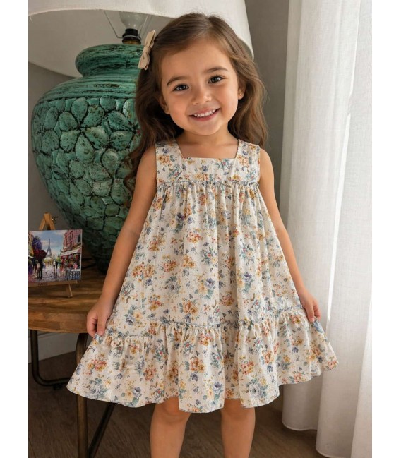 VESTIDO ESTAMPADO FLORES AZAFATAS