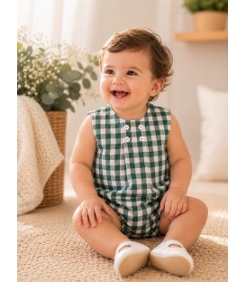 pelele cuadro vichy verde