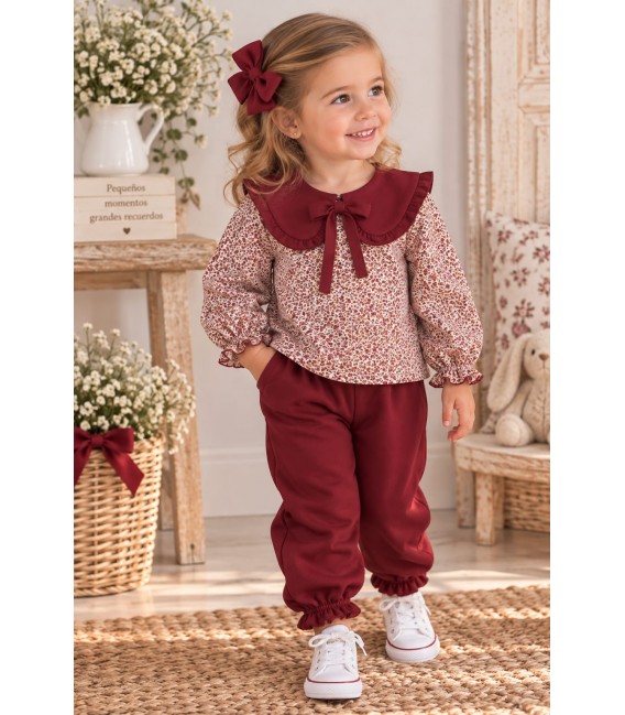 Chandal burdeos floral/cuello
