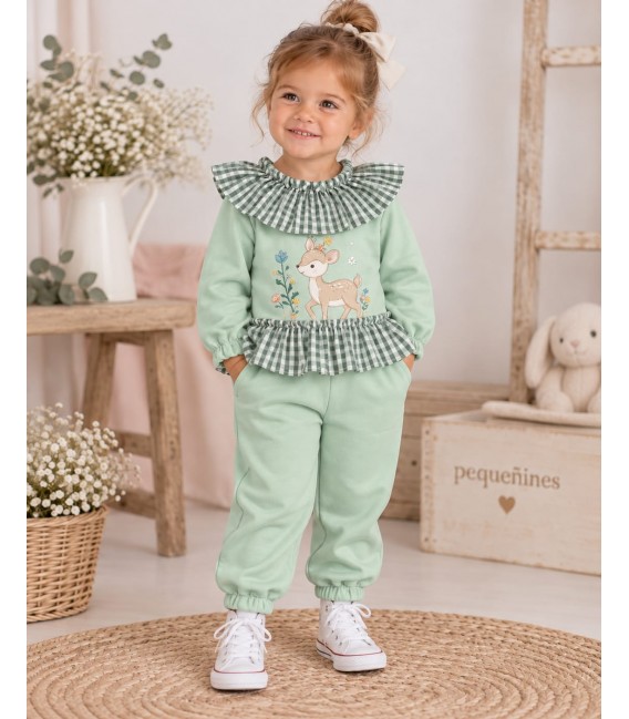 conjunto bambi verde cuello vichy