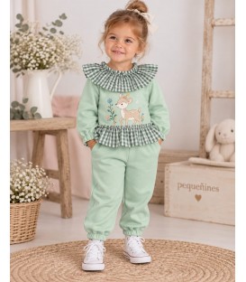 conjunto bambi verde cuello vichy