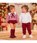 conjunto rayas cuello guindas